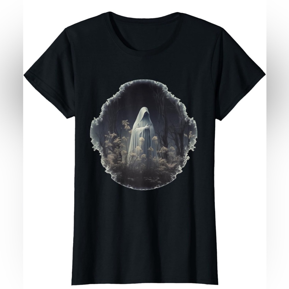 Ghost Lady In The Garden Womens Graphic Art T Shirt Size Small